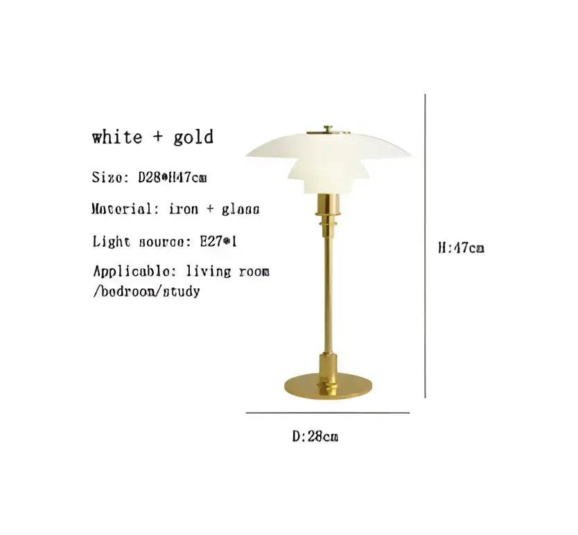 Modern danish amber & frosted glass desk lamp for bedroom