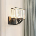 Modern dark bronze and crystal wall mount light bedroom sconce