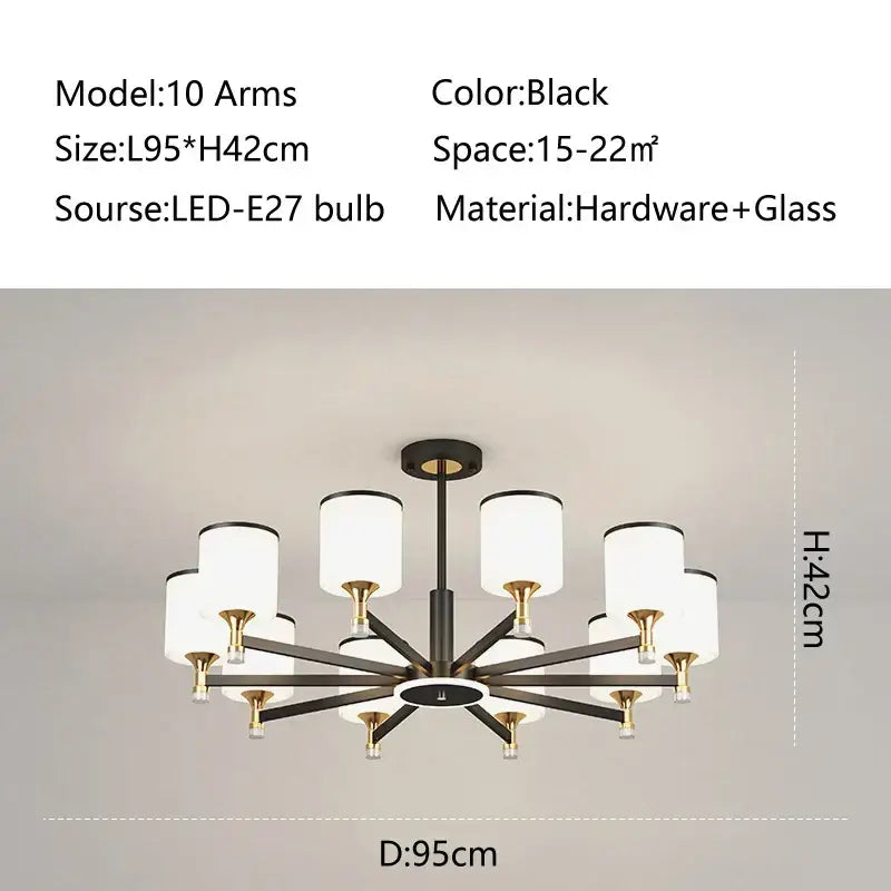 Modern dark bronze decorbites glass chandelier living room light