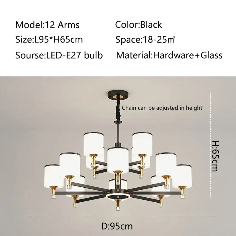 Modern dark bronze decorbites glass chandelier living room light