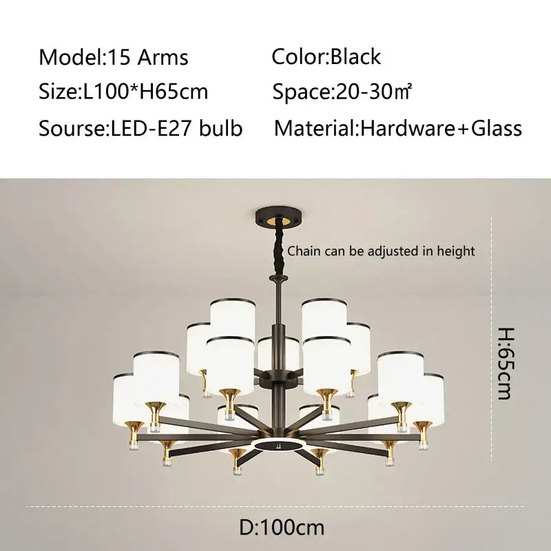 Modern dark bronze decorbites glass chandelier living room light