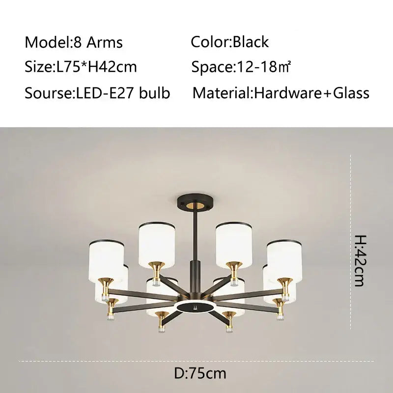 Modern dark bronze decorbites glass chandelier living room light