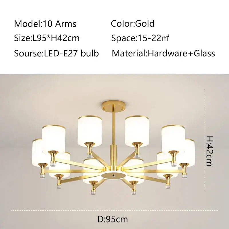 Modern dark bronze decorbites glass chandelier living room light