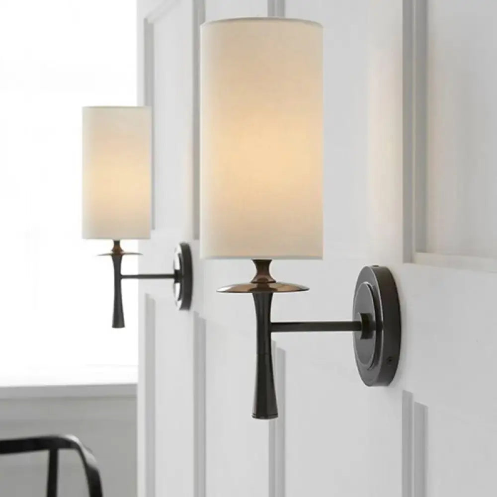 Modern dark bronze sconce light with white glass shade bedroom fixture