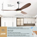 Modern dark brown & black wood blade ceiling fan living room