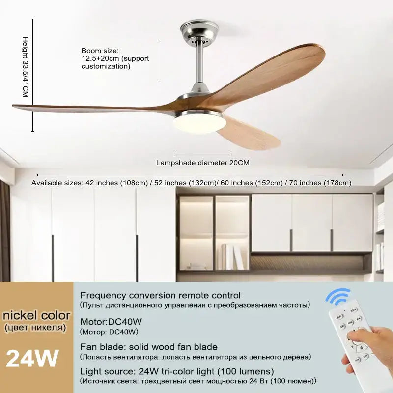 Modern dark brown & black wood blade ceiling fan living room