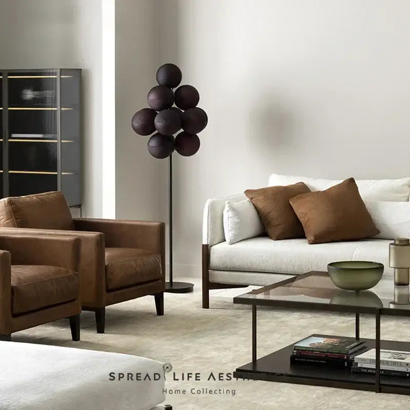 Modern dark brown bubbleglass led floor lamp for living room