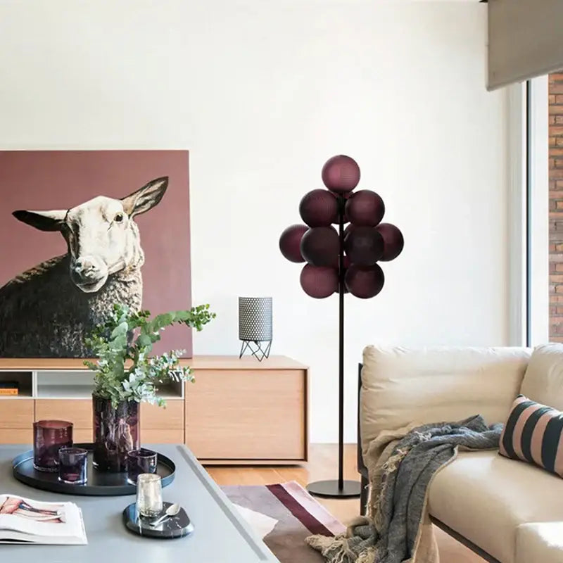 Modern dark brown bubbleglass led floor lamp for living room