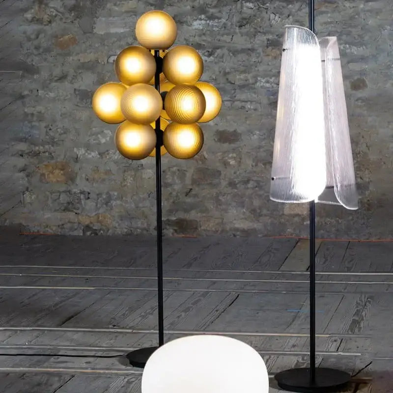 Modern dark brown bubbleglass led floor lamp for living room