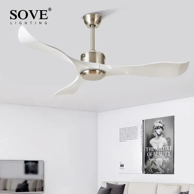 Modern dark brown ceiling fan with remote control living room