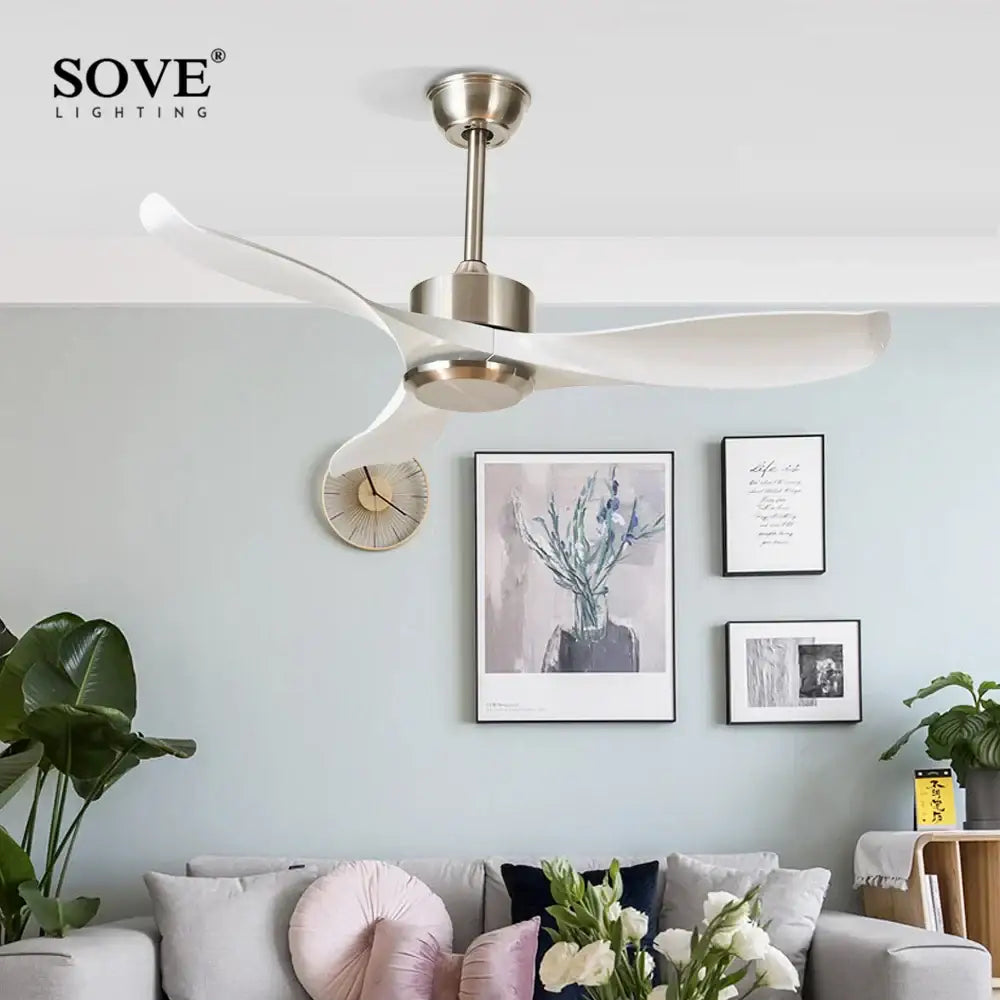 Modern dark brown ceiling fan with remote control living room