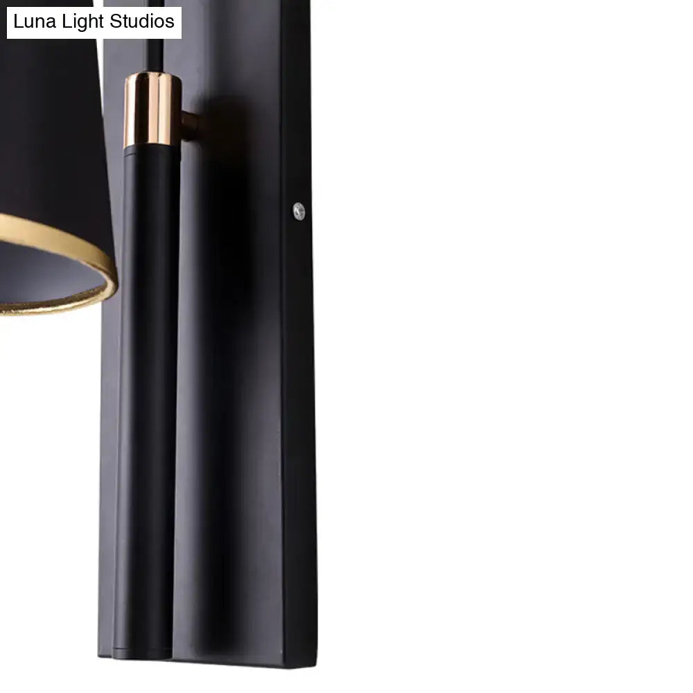 Modern dark brown & gold conical shade wall lamp living room sconce