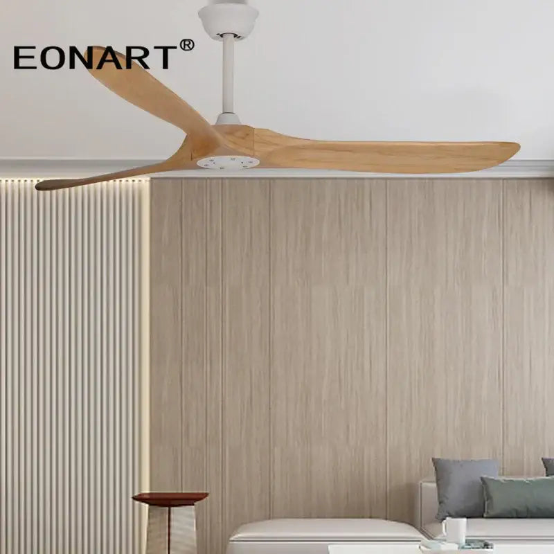 Modern dark brown solid wood dc ceiling fan living room