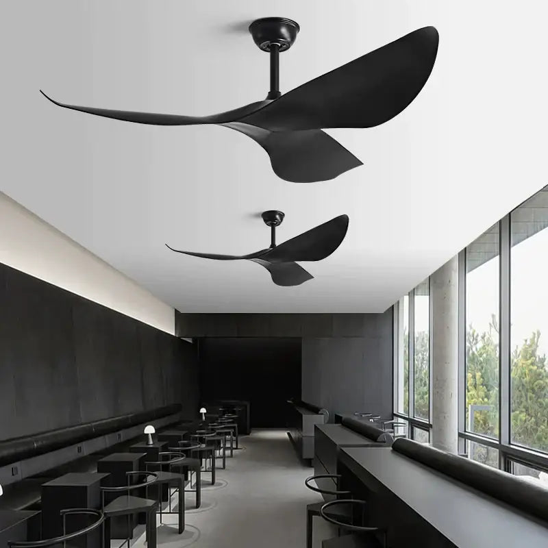 Modern dark brown wood ceiling fan living room dc remote control