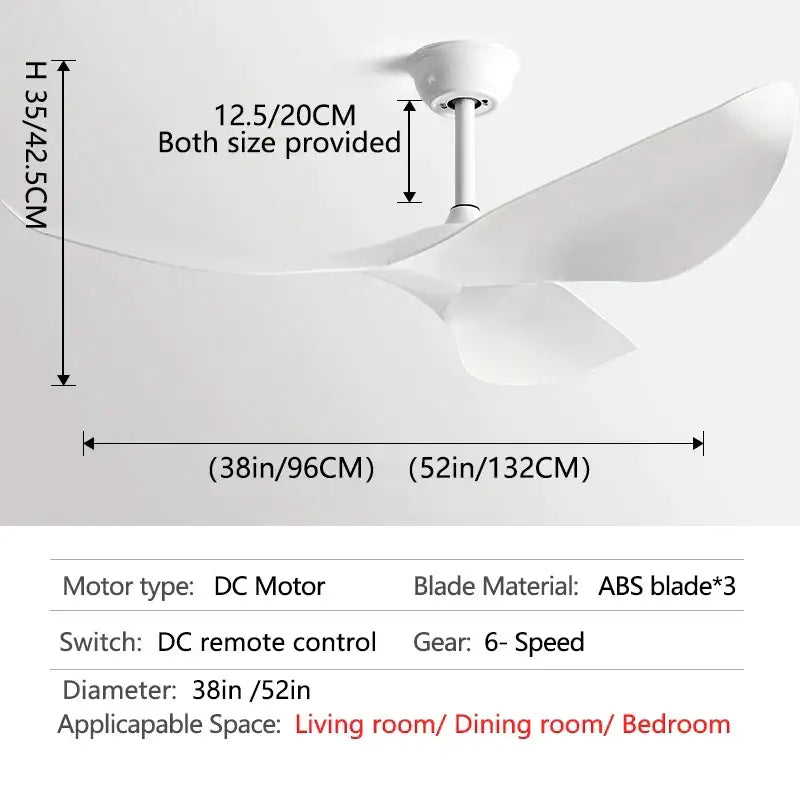 Modern dark brown wood ceiling fan living room dc remote control