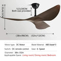 Modern dark brown wood ceiling fan living room dc remote control