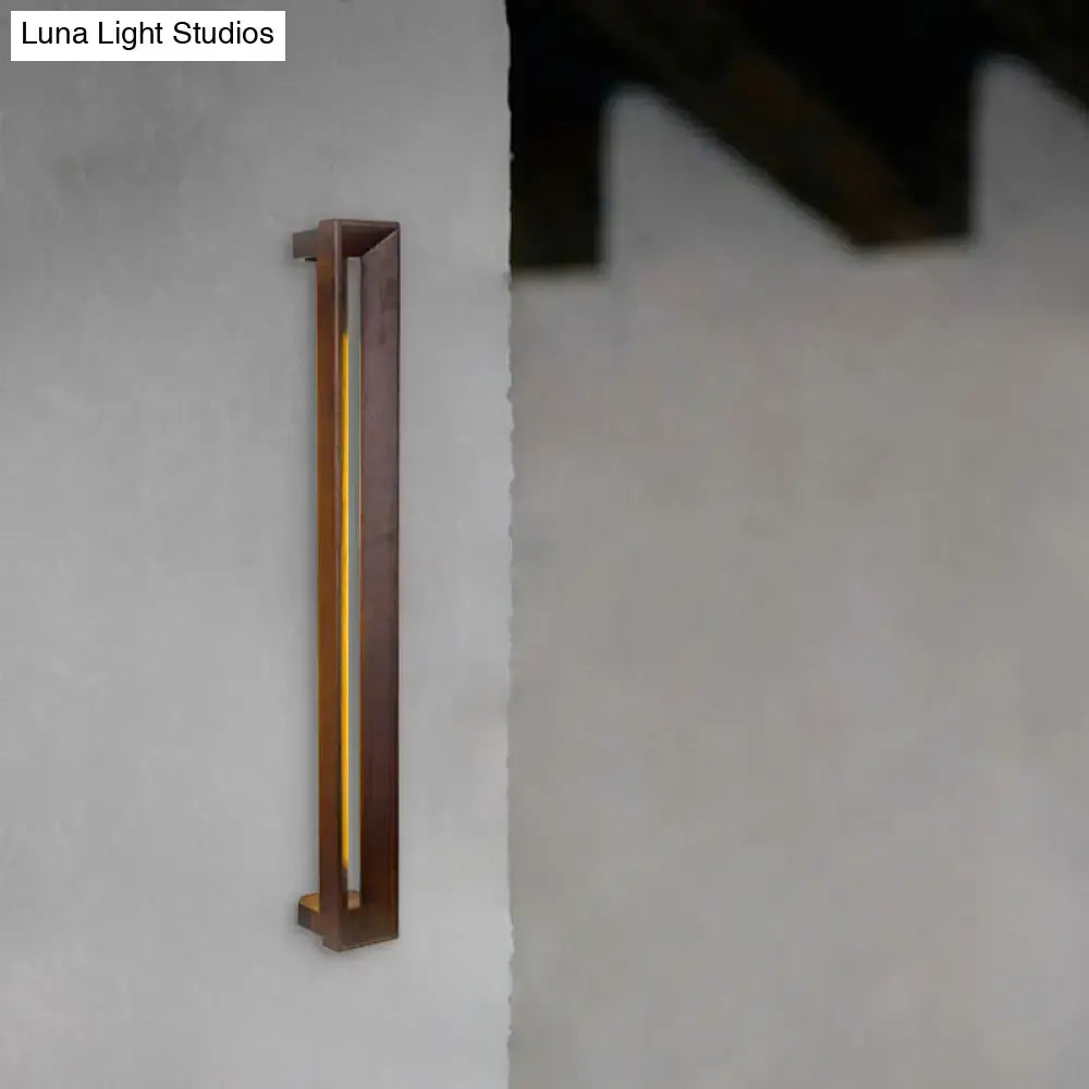 Modern dark brown wooden led wall sconce study room light