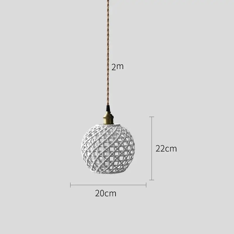 Modern dark gray ceramic led pendant lamp bedroom woven light