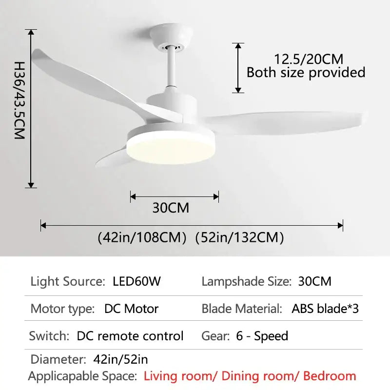 Modern dark wood ceiling fan with led light and remote control bedroom