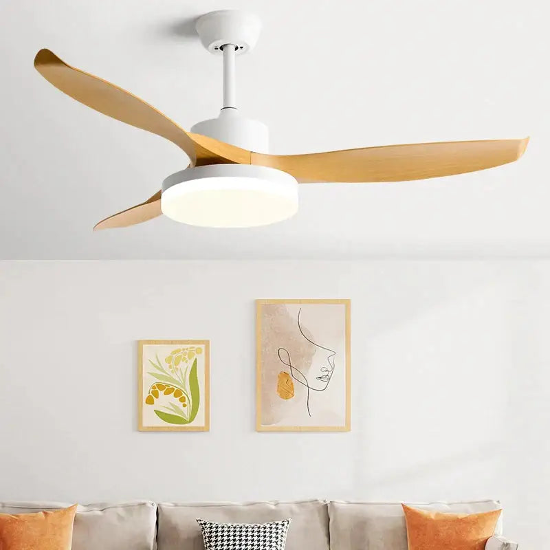 Modern dark wood ceiling fan with led light and remote control bedroom