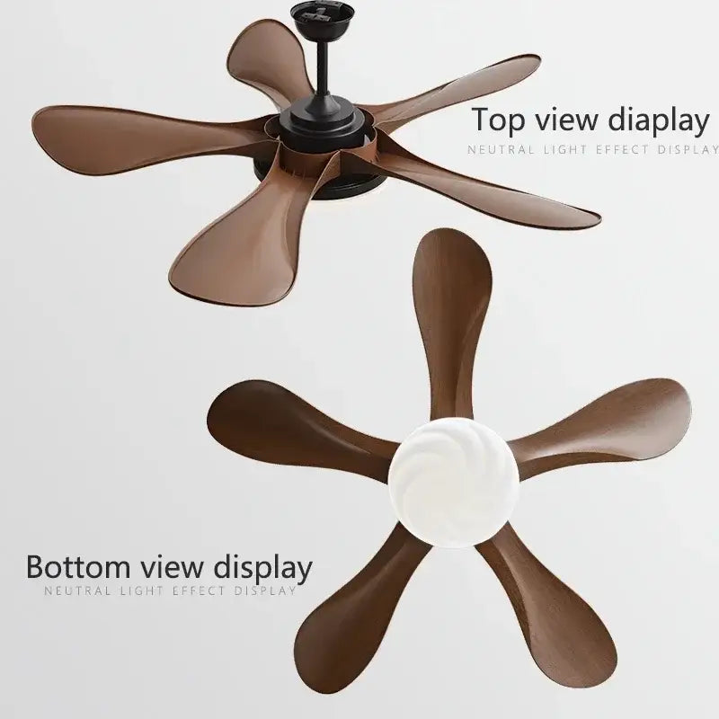Modern dark wood led ceiling fan living room light