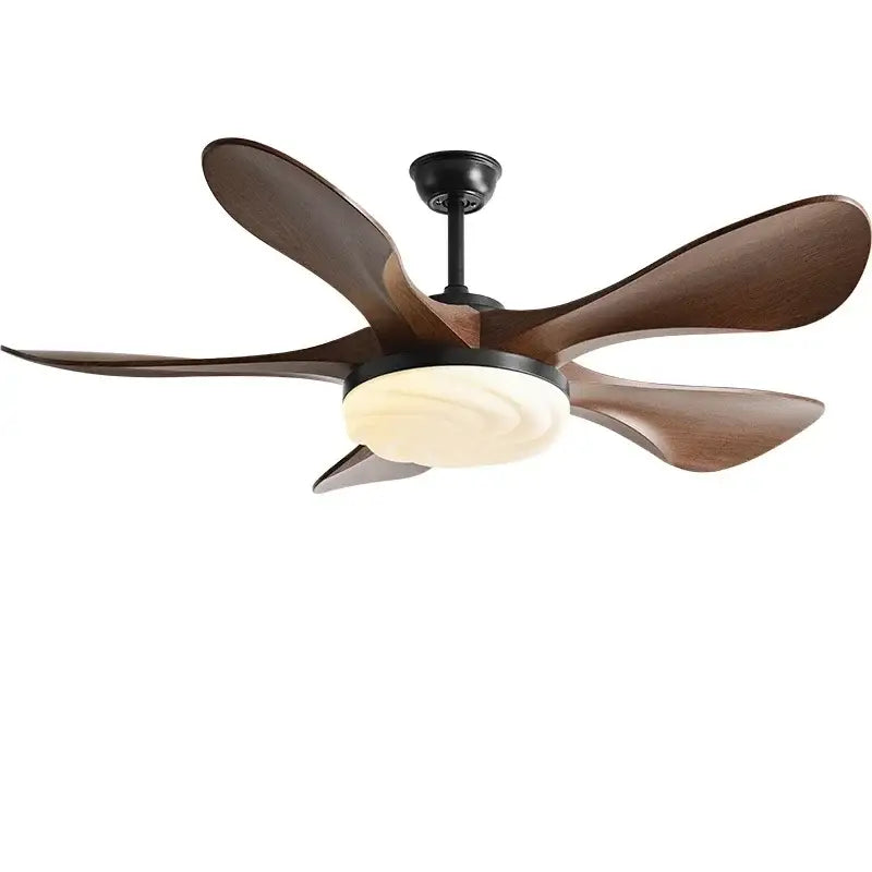 Modern dark wood led ceiling fan living room light