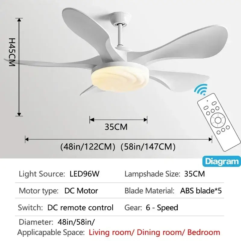 Modern dark wood led ceiling fan living room light