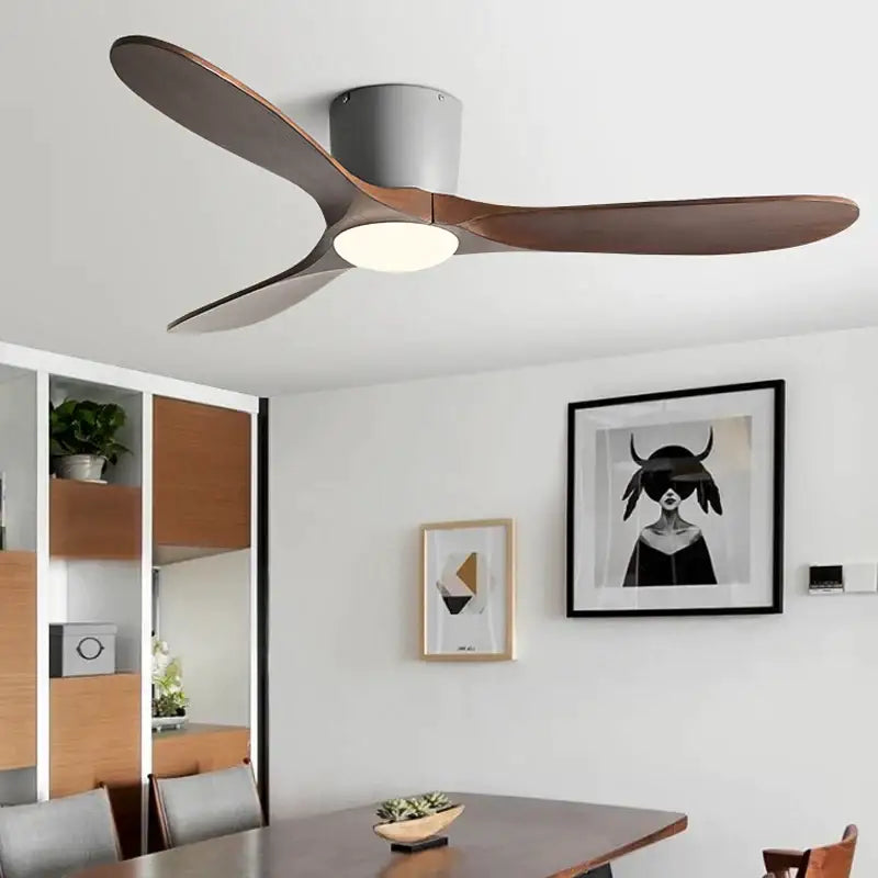 Modern dark wood remote control ceiling fan bedroom low floor fan