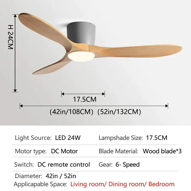 Modern dark wood remote control ceiling fan bedroom low floor fan