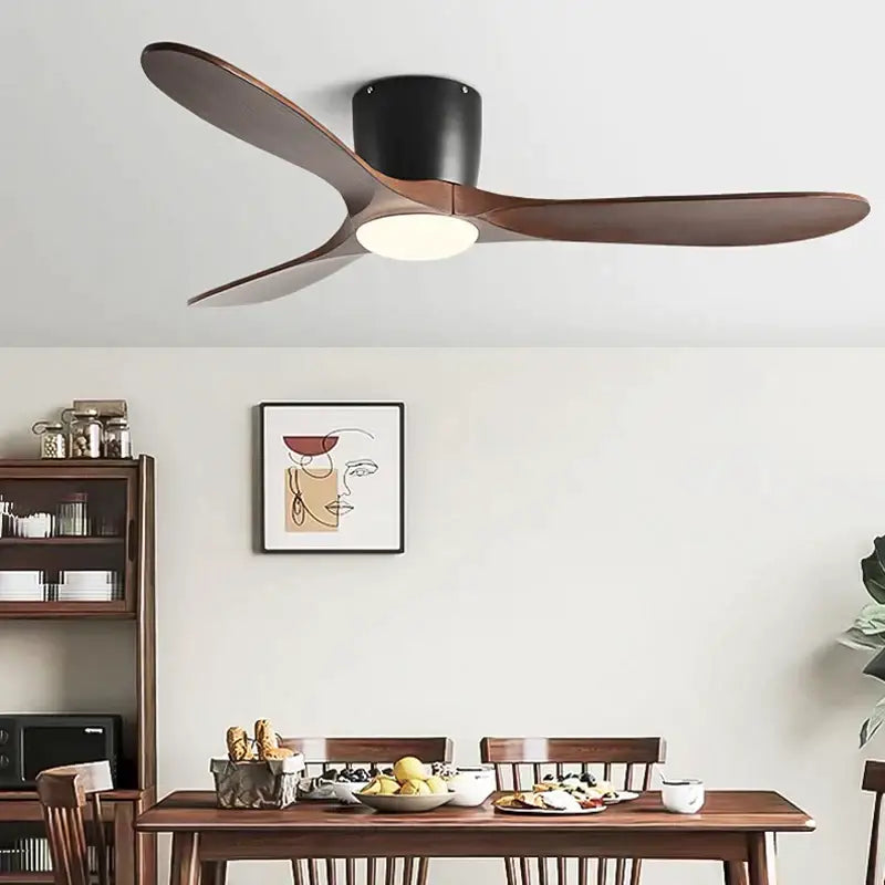 Modern dark wood remote control ceiling fan bedroom low floor fan
