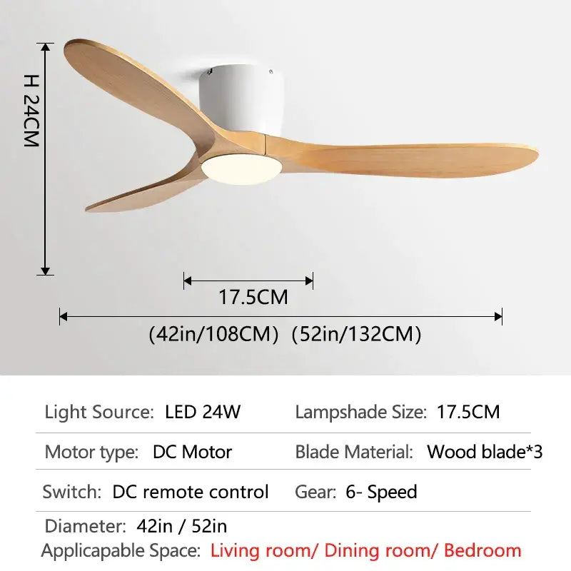 Modern dark wood remote control ceiling fan bedroom low floor fan