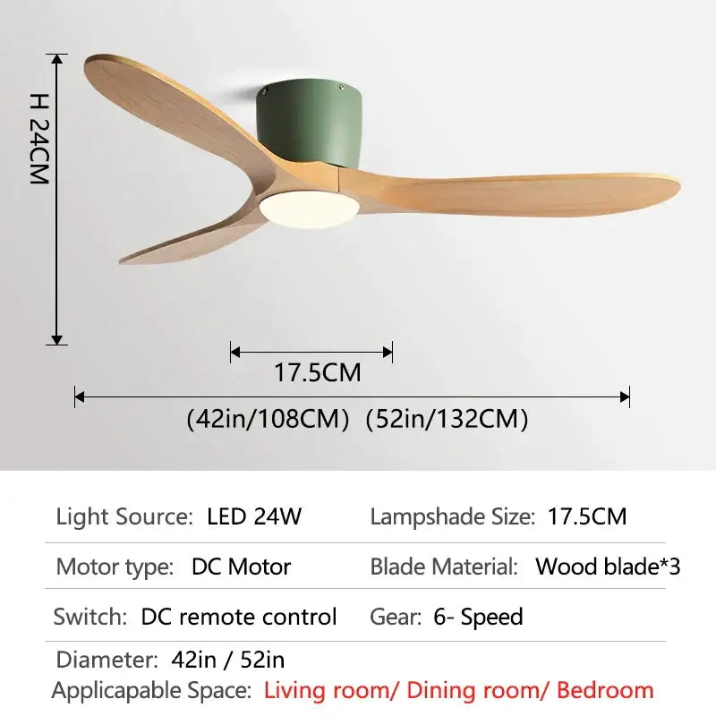Modern dark wood remote control ceiling fan bedroom low floor fan