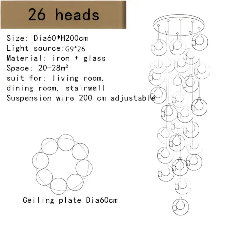 Modern decorbites bubble led chandelier clear glass dining room light