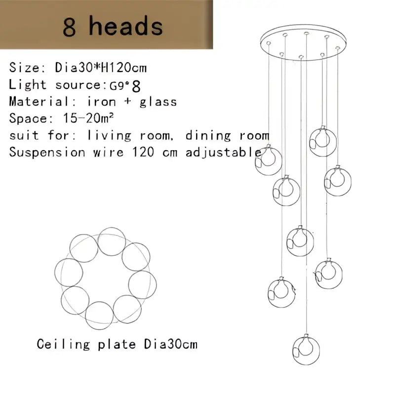Modern decorbites bubble led chandelier clear glass dining room light