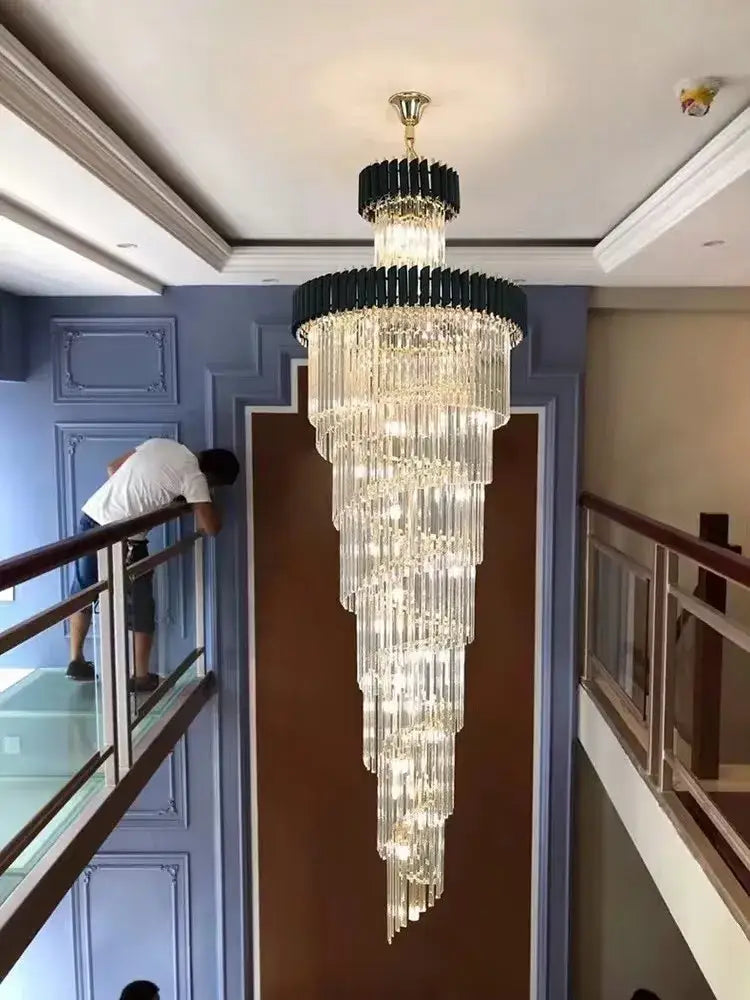 Modern decorbites crystal black clear led chandelier for staircase