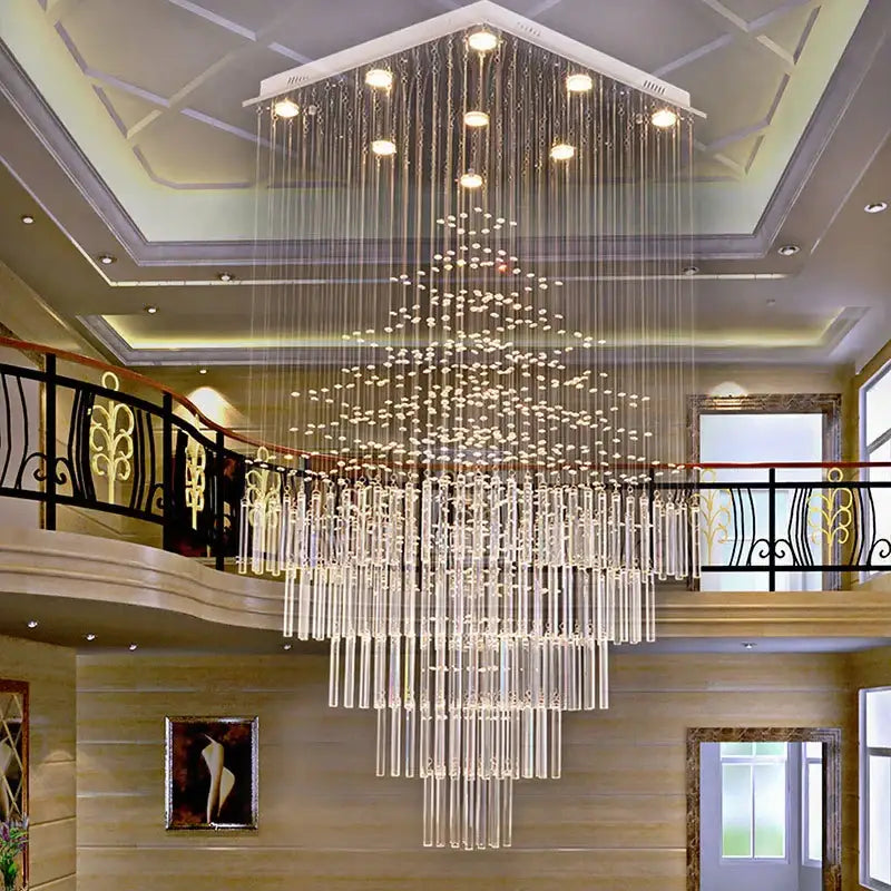 Modern decorbites crystal columnar chandelier for living room stair loft