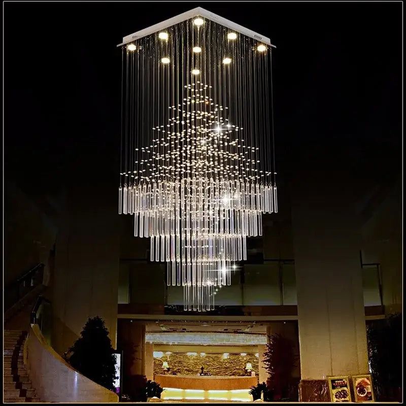 Modern decorbites crystal columnar chandelier for living room stair loft