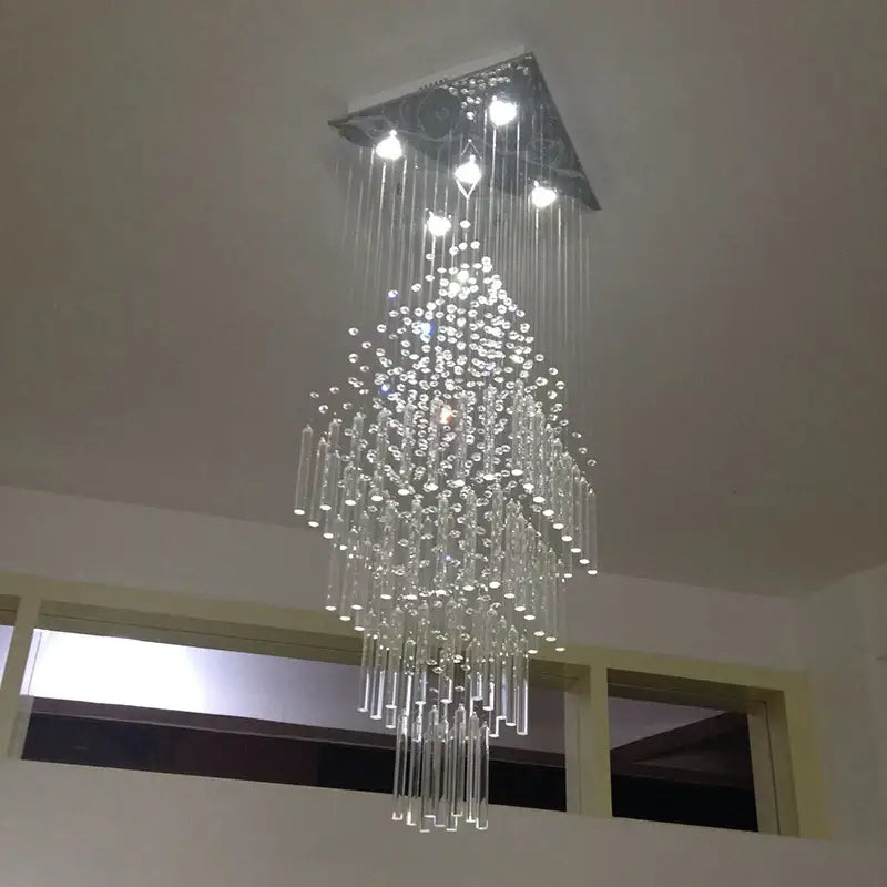 Modern decorbites crystal columnar chandelier for living room stair loft