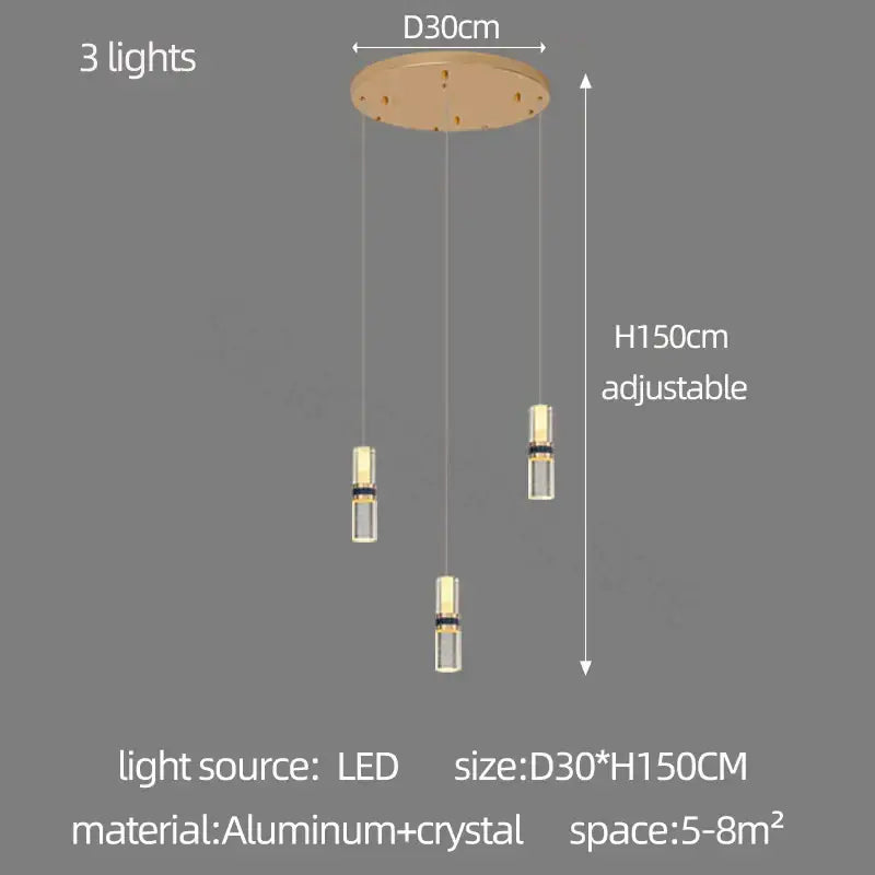 Modern decorbites crystal columnar chandelier for stairway glass light
