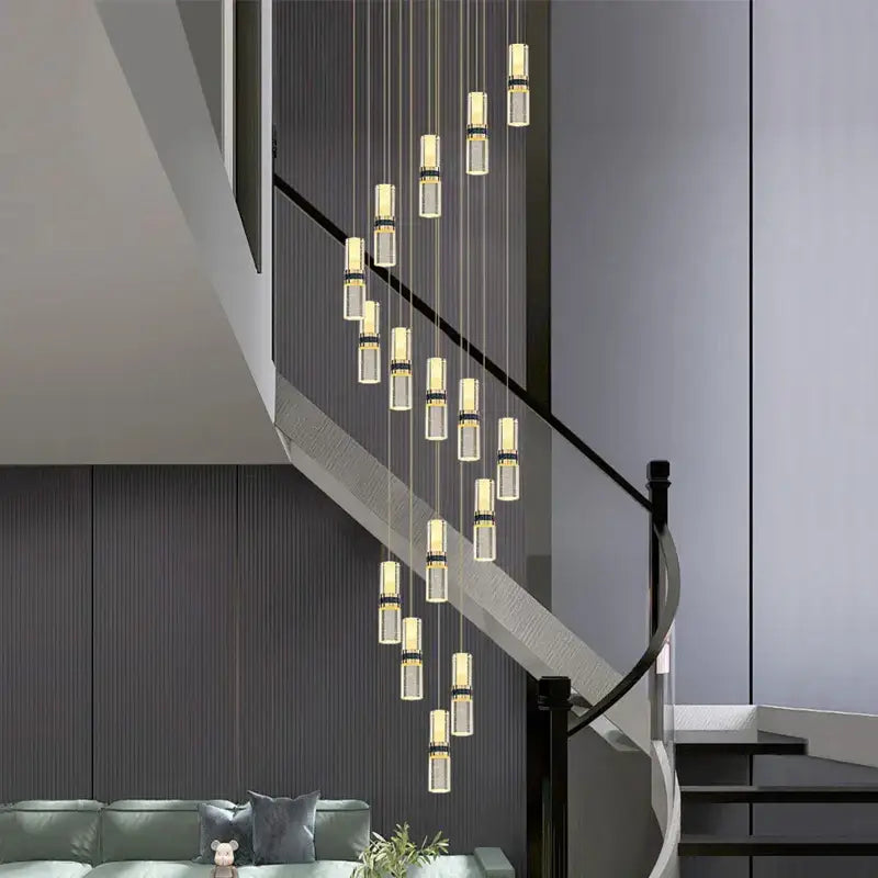 Modern decorbites crystal columnar chandelier for stairway glass light