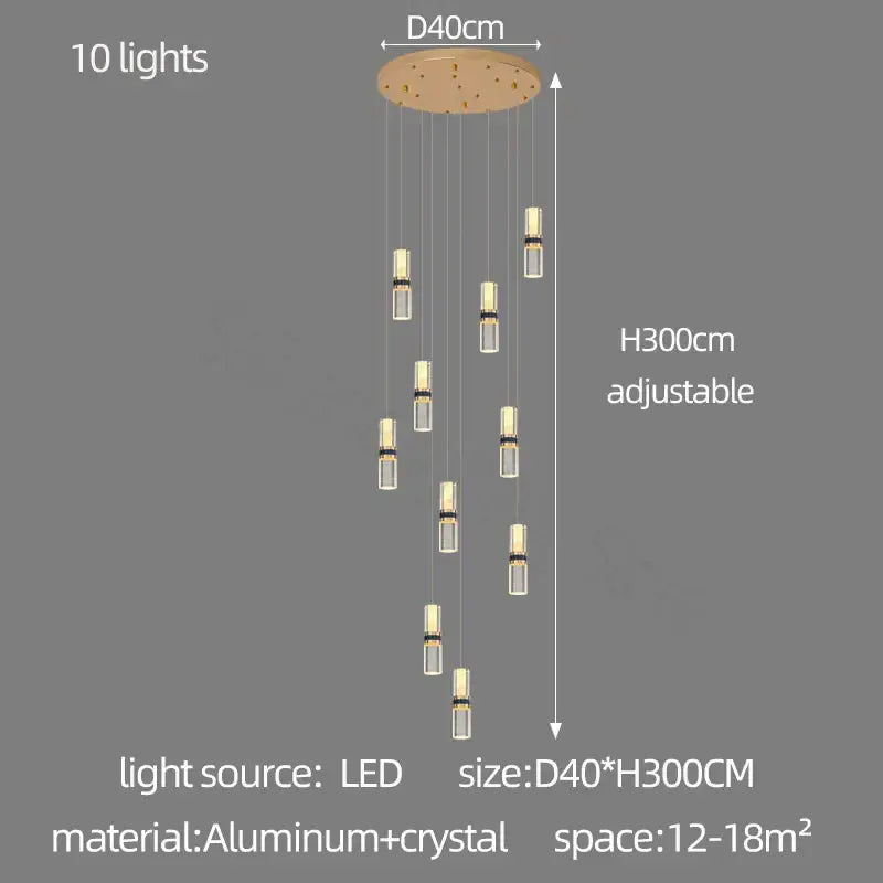 Modern decorbites crystal columnar chandelier for stairway glass light