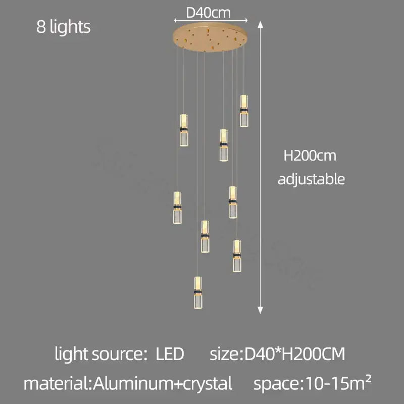 Modern decorbites crystal columnar chandelier for stairway glass light