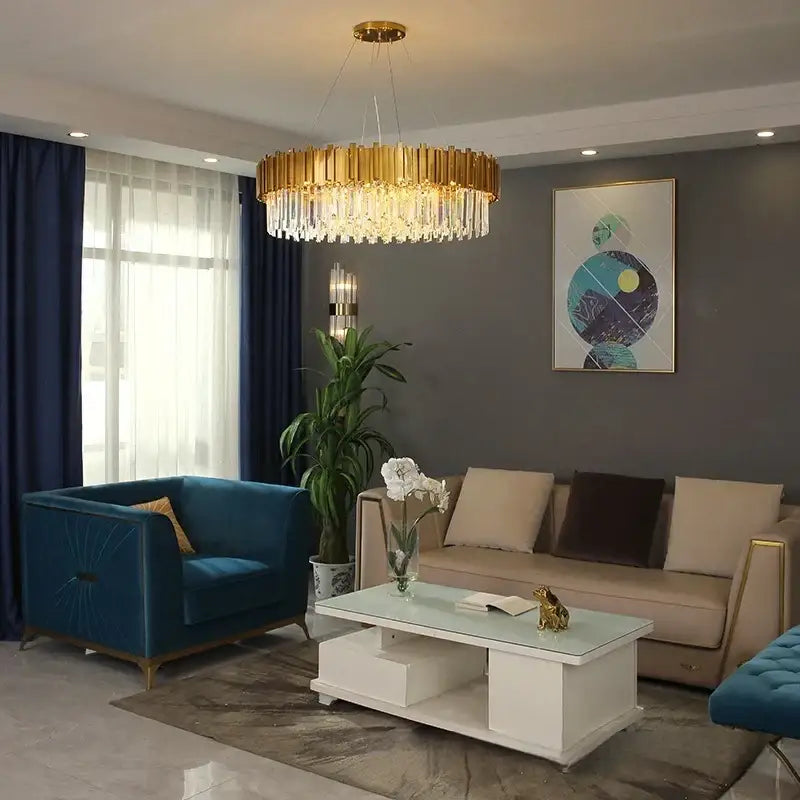 Modern decorbites crystal gold chandelier for living room ceiling