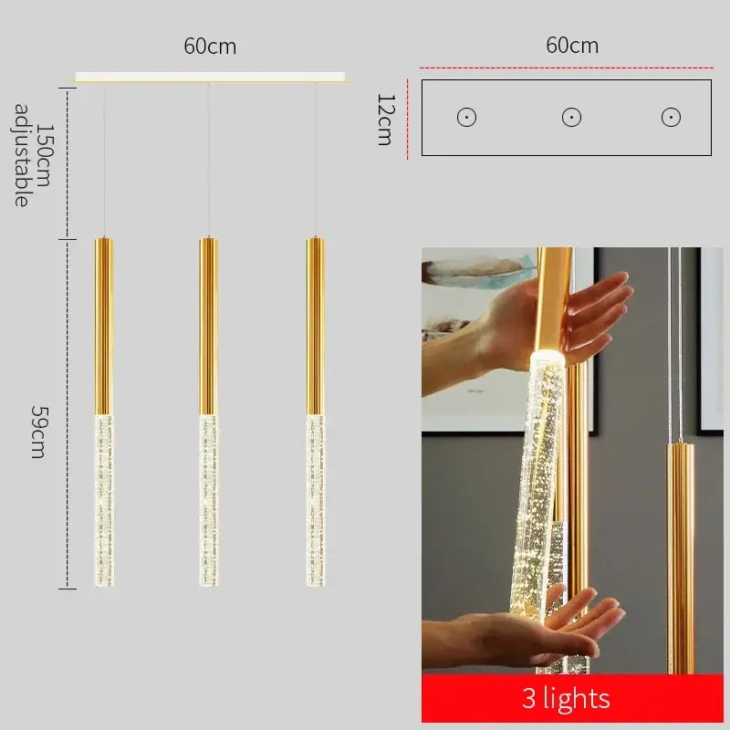 Modern decorbites crystal gold chandelier living room glass rod light