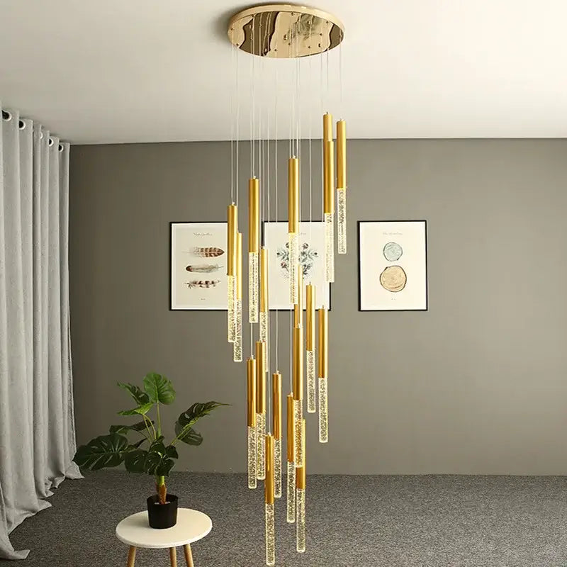 Modern decorbites crystal gold chandelier living room glass rod light