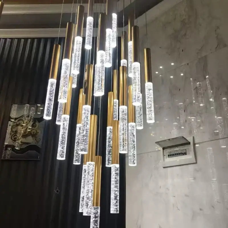 Modern decorbites crystal gold chandelier living room glass rod light