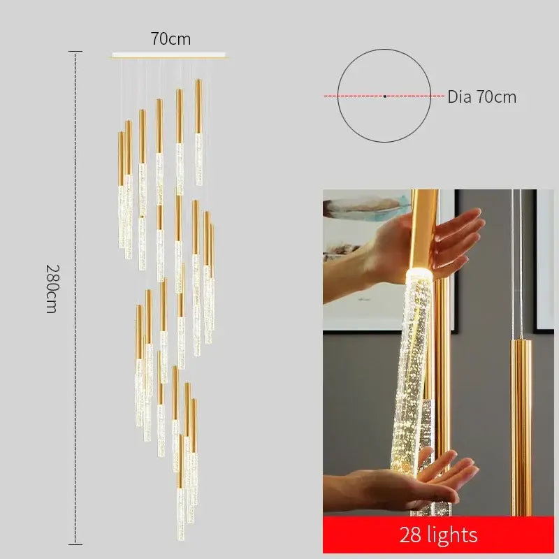 Modern decorbites crystal gold chandelier living room glass rod light