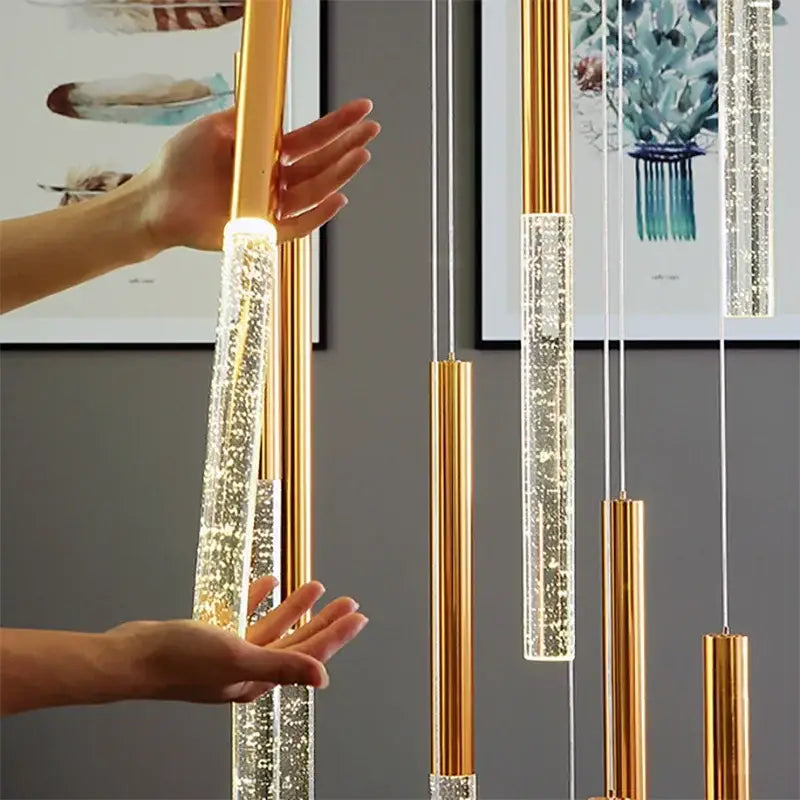 Modern decorbites crystal gold chandelier living room glass rod light