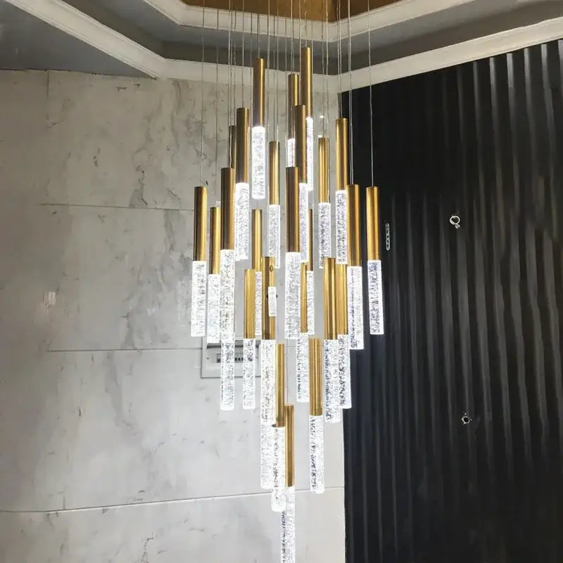Modern decorbites crystal gold chandelier living room glass rod light