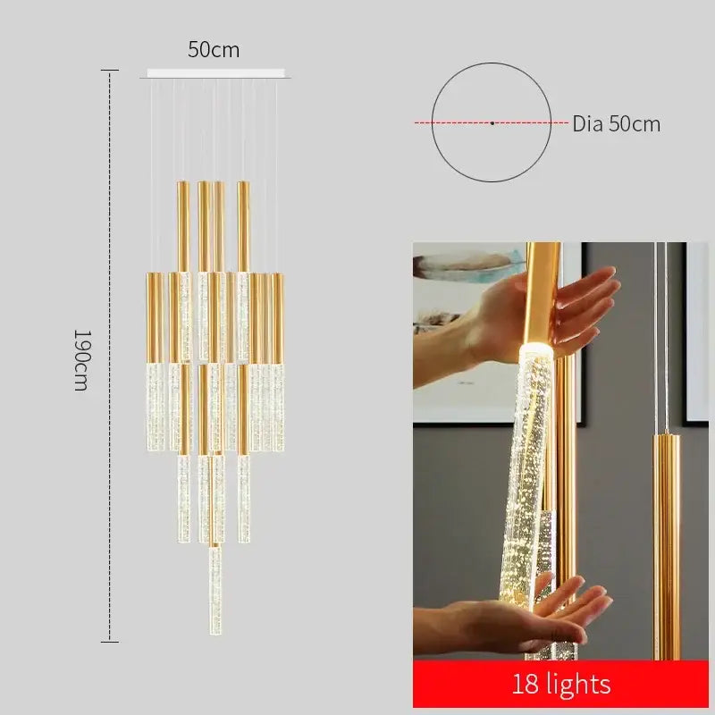 Modern decorbites crystal gold chandelier living room glass rod light